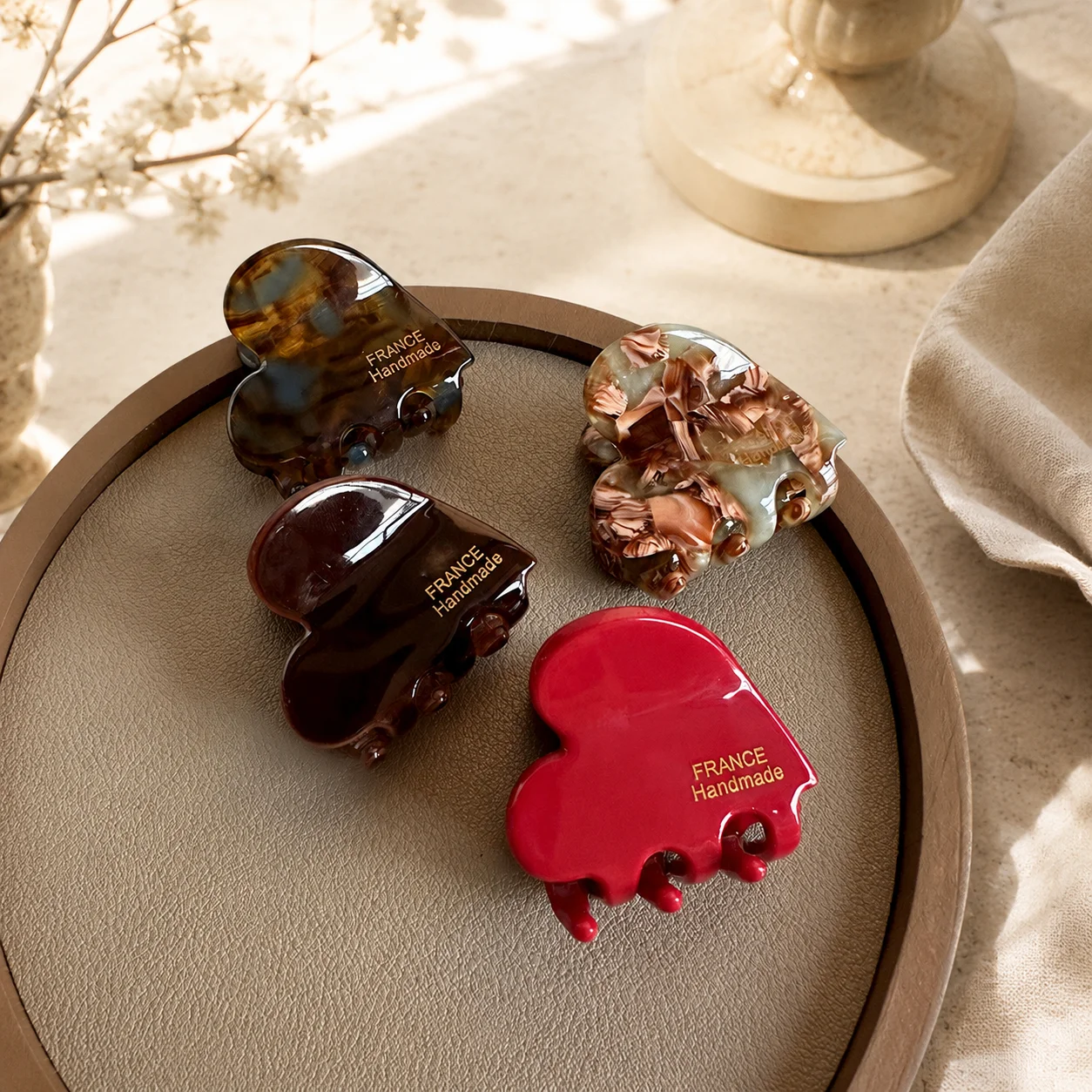Acetate Mini Heart Hair Claw Clip for Women Korean Tortoiseshell Small Non Slip Jaw Clip Cute Half Up Hair Accessories for Girls