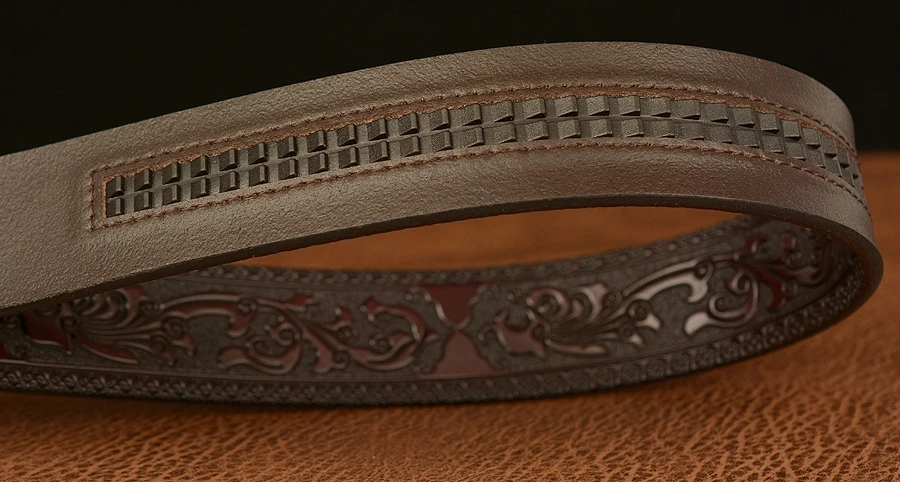 New Men Genuine Leather Belt Luxury Gold Tiger Metal Automatic Buckle Cowhide Belts for Men Jeans Waistband Male Strap