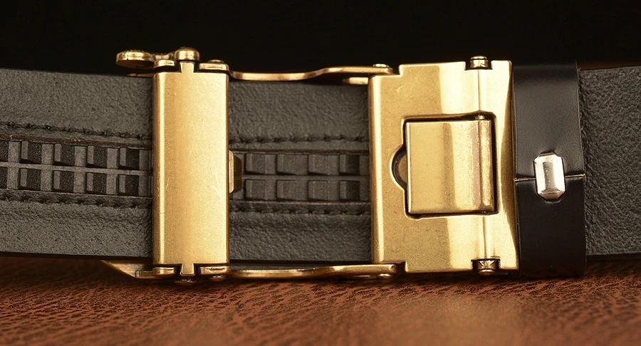 New Men Genuine Leather Belt Luxury Gold Tiger Metal Automatic Buckle Cowhide Belts for Men Jeans Waistband Male Strap