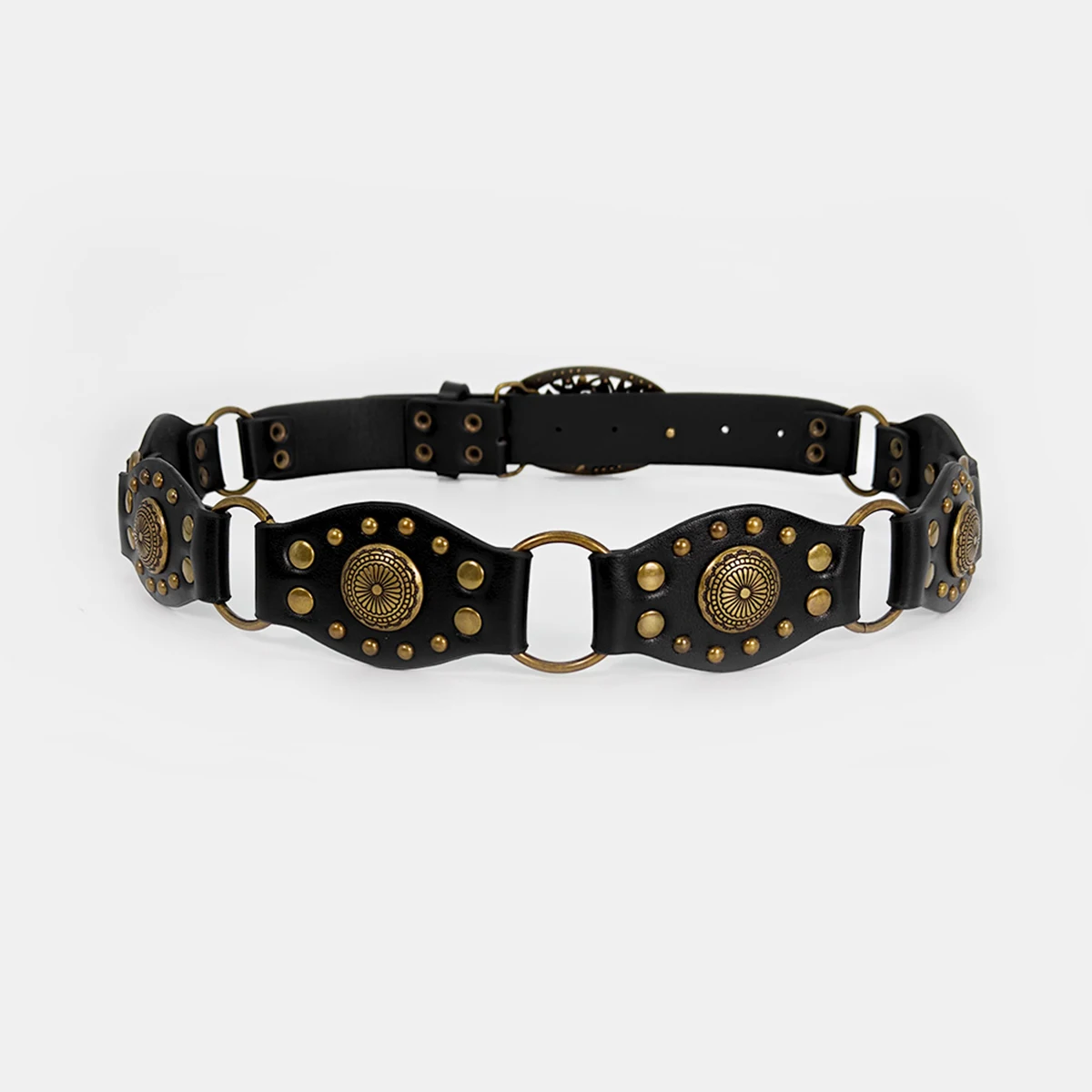 Western Cowgirl Cowboy Designer Belts For Women Retro Y2K Spliced Girdles Waistband Female Personality Round Trend Jeans Belt
