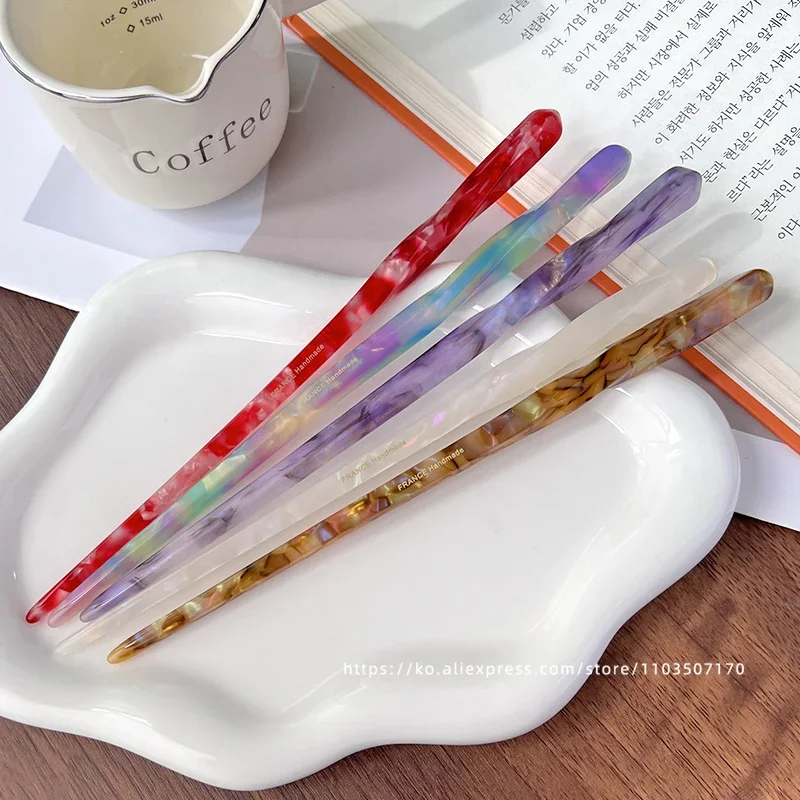 Korean FRANCE Simple One Word Long Plate Hairpin Vintage Flower Bud Hair Insert Ancient Hanfu Chopsticks Hairpin