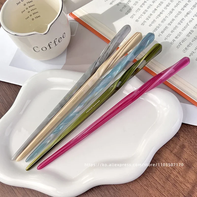 Korean FRANCE Simple One Word Long Plate Hairpin Vintage Flower Bud Hair Insert Ancient Hanfu Chopsticks Hairpin