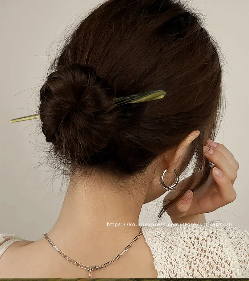 Korean FRANCE Simple One Word Long Plate Hairpin Vintage Flower Bud Hair Insert Ancient Hanfu Chopsticks Hairpin