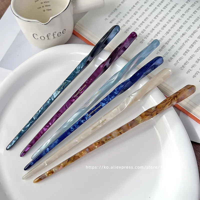 Korean FRANCE Simple One Word Long Plate Hairpin Vintage Flower Bud Hair Insert Ancient Hanfu Chopsticks Hairpin