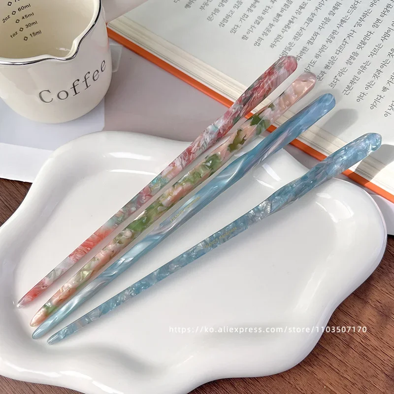 Korean FRANCE Simple One Word Long Plate Hairpin Vintage Flower Bud Hair Insert Ancient Hanfu Chopsticks Hairpin