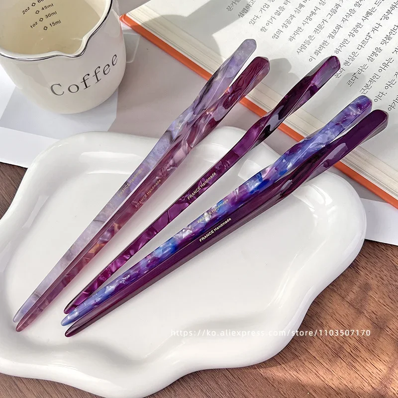 Korean FRANCE Simple One Word Long Plate Hairpin Vintage Flower Bud Hair Insert Ancient Hanfu Chopsticks Hairpin
