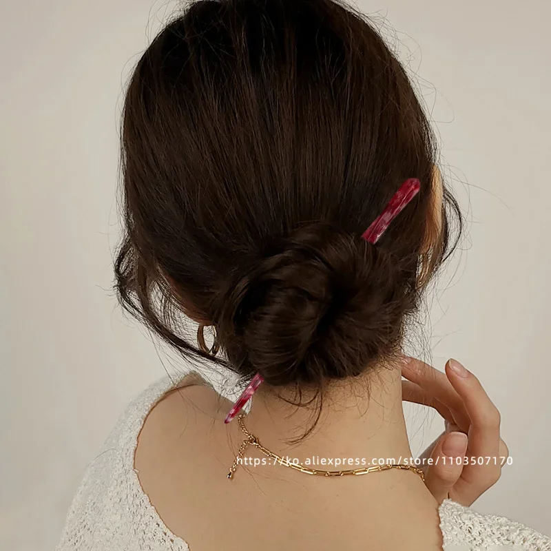 Korean FRANCE Simple One Word Long Plate Hairpin Vintage Flower Bud Hair Insert Ancient Hanfu Chopsticks Hairpin