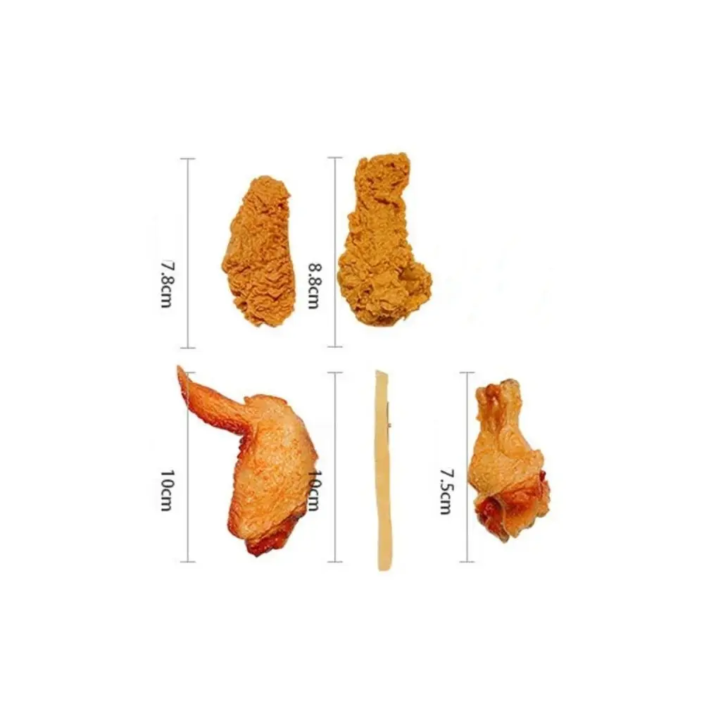 Unique French Fries Chicken Wings Hairpins Simulation Fast Food Chicken Legs Side Clips Hair Jewelry Hair Clips