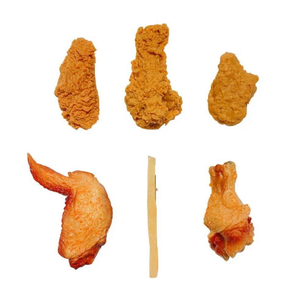Unique French Fries Chicken Wings Hairpins Simulation Fast Food Chicken Legs Side Clips Hair Jewelry Hair Clips