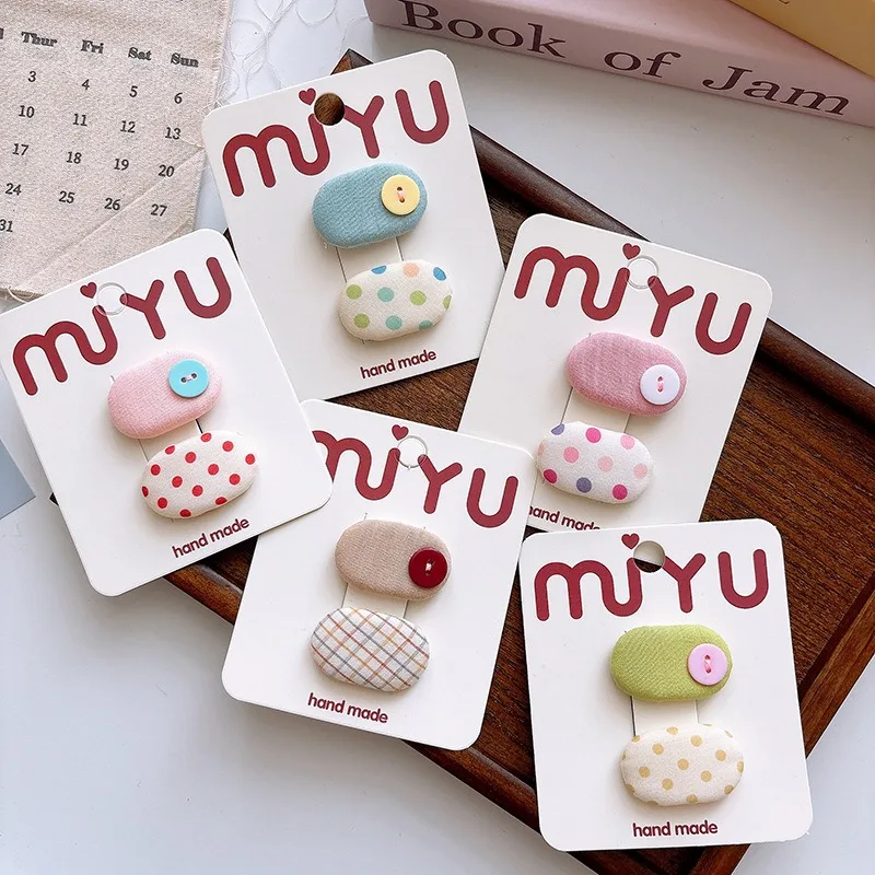 Korean Style Sweet Fabric Teardrop Baby Hair Clips for Girls Anti-Slip Bangs Barrettes Polka Dot Hair Accessories