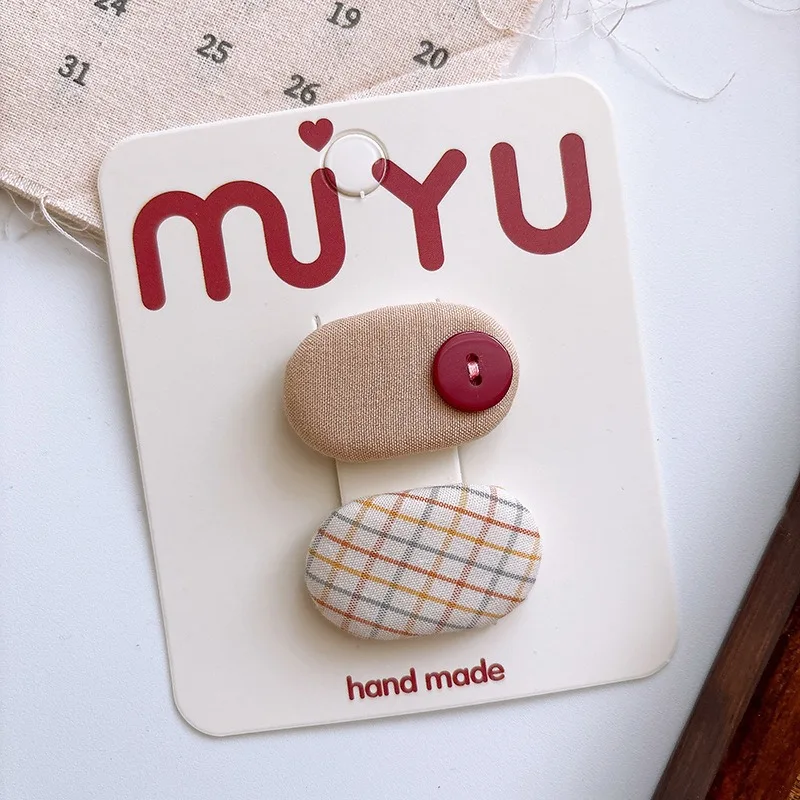 Korean Style Sweet Fabric Teardrop Baby Hair Clips for Girls Anti-Slip Bangs Barrettes Polka Dot Hair Accessories