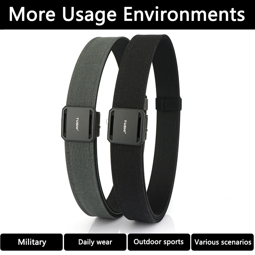 TUSHI New Hard Tactical Belt for Men Metal Automatic Buckle IPSC Gun Belt 1100D Nylon Military Belt Outdoor Sports Girdle Male