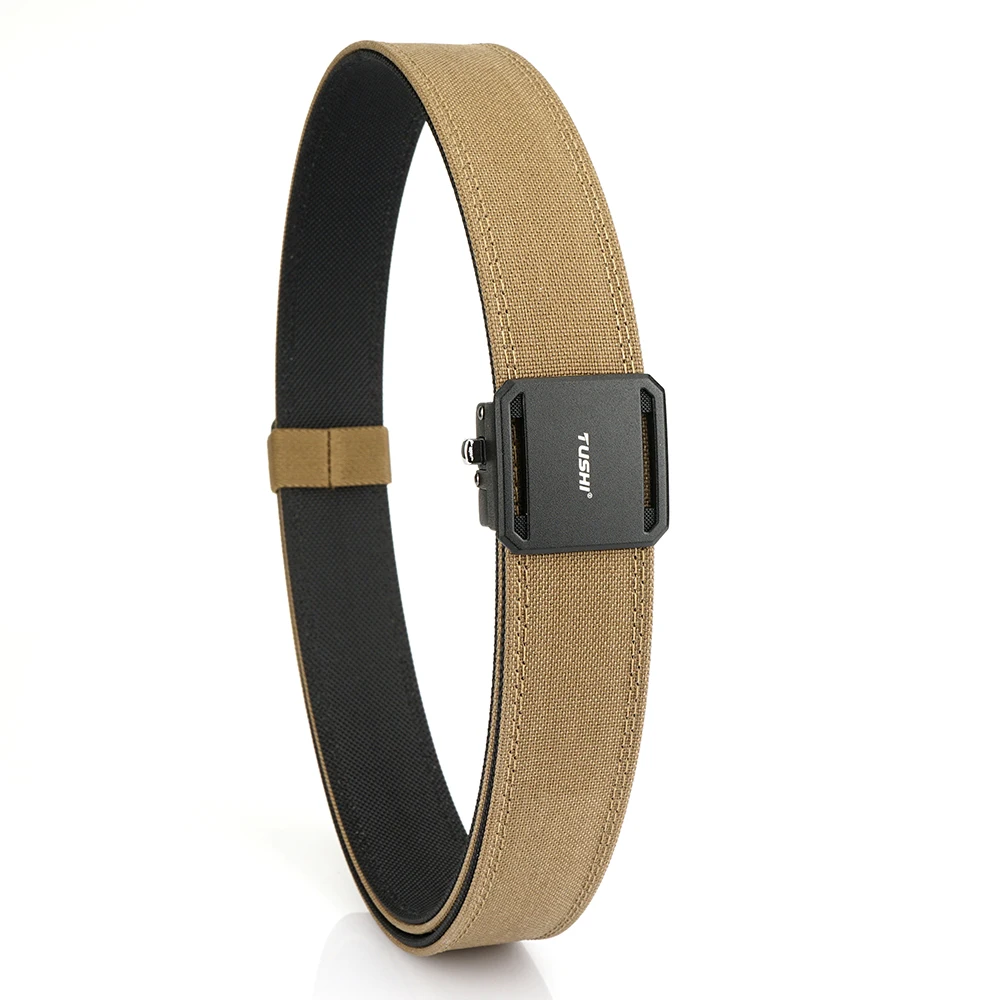 TUSHI New Hard Tactical Belt for Men Metal Automatic Buckle IPSC Gun Belt 1100D Nylon Military Belt Outdoor Sports Girdle Male