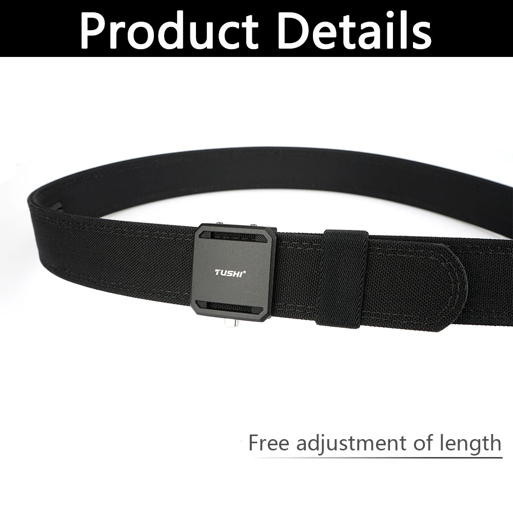 TUSHI New Hard Tactical Belt for Men Metal Automatic Buckle IPSC Gun Belt 1100D Nylon Military Belt Outdoor Sports Girdle Male
