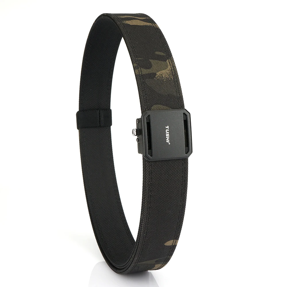 TUSHI New Hard Tactical Belt for Men Metal Automatic Buckle IPSC Gun Belt 1100D Nylon Military Belt Outdoor Sports Girdle Male