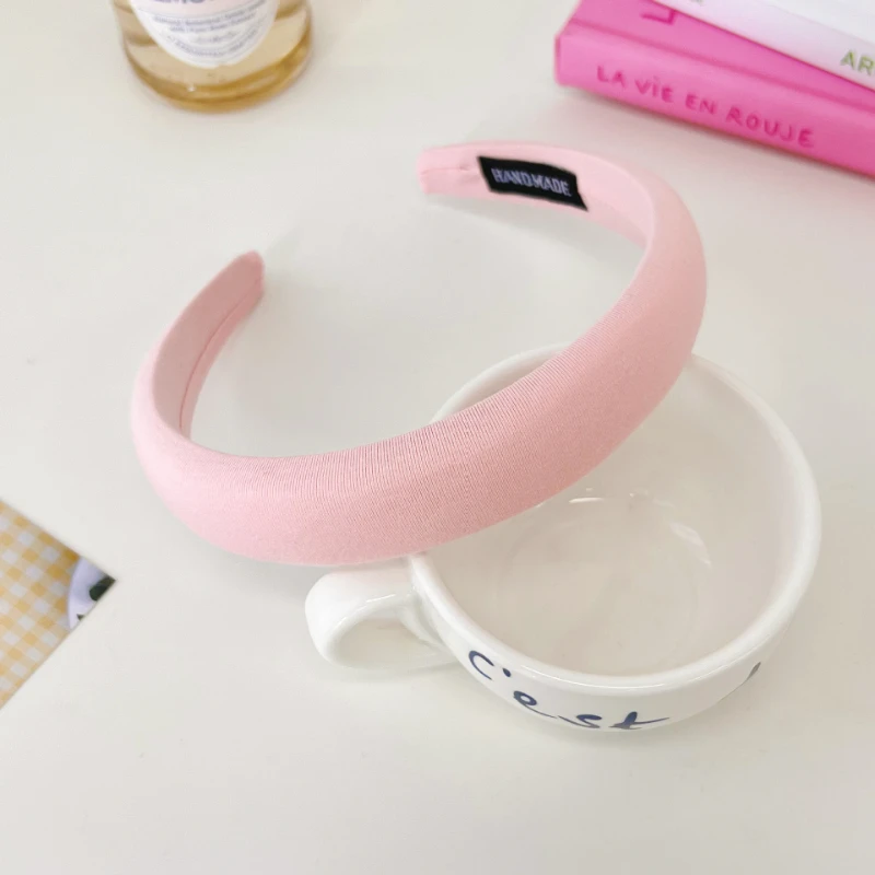 1/5pcs Macaron Color Wide Side Sponge Headband for Women Elegant Daily Wear Hairband Fashion Girl Face Wash Hair Hoop