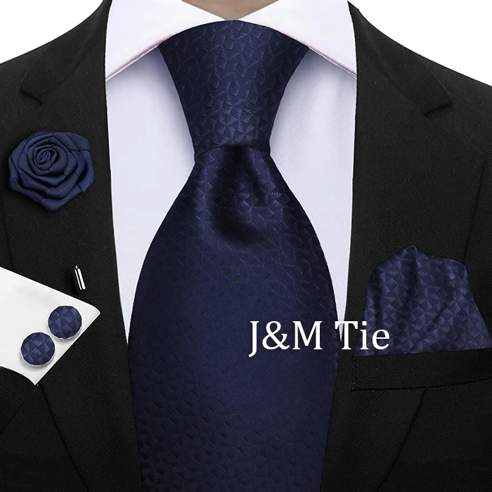 Luxury Mens Purple Yellow Grey Ties Floral Ties Plaid Striped NeckTie Pocket Square Cufflinks Brooch Set Men's Wedding Party Tie