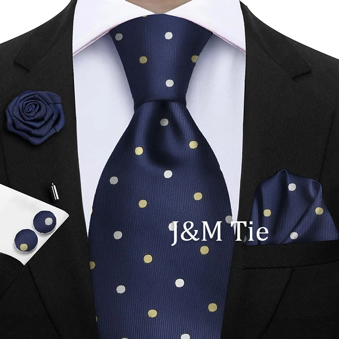 Luxury Mens Purple Yellow Grey Ties Floral Ties Plaid Striped NeckTie Pocket Square Cufflinks Brooch Set Men's Wedding Party Tie
