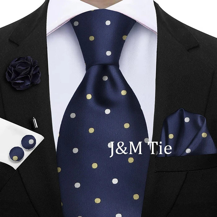 Luxury Mens Purple Yellow Grey Ties Floral Ties Plaid Striped NeckTie Pocket Square Cufflinks Brooch Set Men's Wedding Party Tie