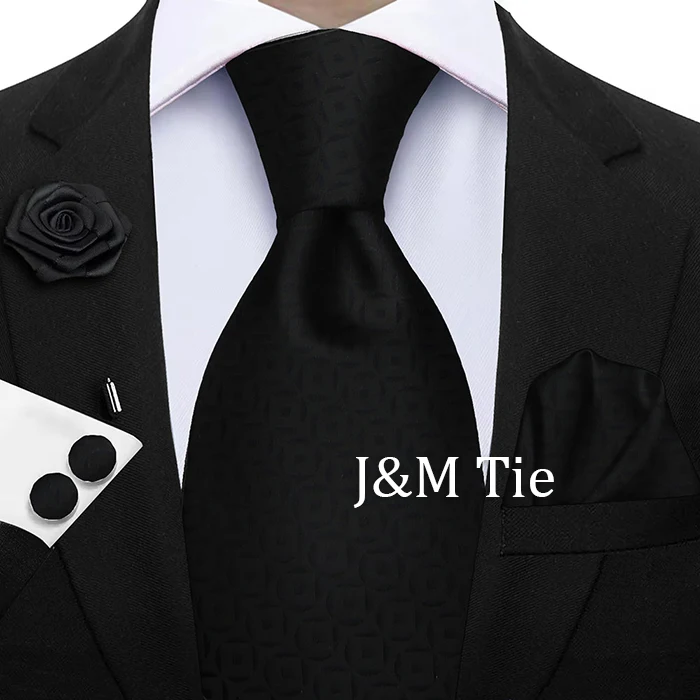 Luxury Mens Purple Yellow Grey Ties Floral Ties Plaid Striped NeckTie Pocket Square Cufflinks Brooch Set Men's Wedding Party Tie