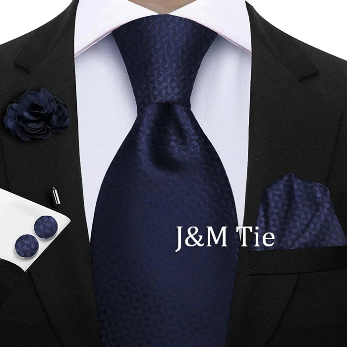 Luxury Mens Purple Yellow Grey Ties Floral Ties Plaid Striped NeckTie Pocket Square Cufflinks Brooch Set Men's Wedding Party Tie