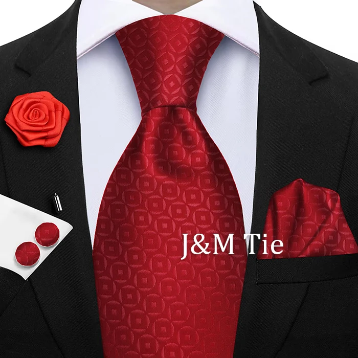 Luxury Mens Purple Yellow Grey Ties Floral Ties Plaid Striped NeckTie Pocket Square Cufflinks Brooch Set Men's Wedding Party Tie