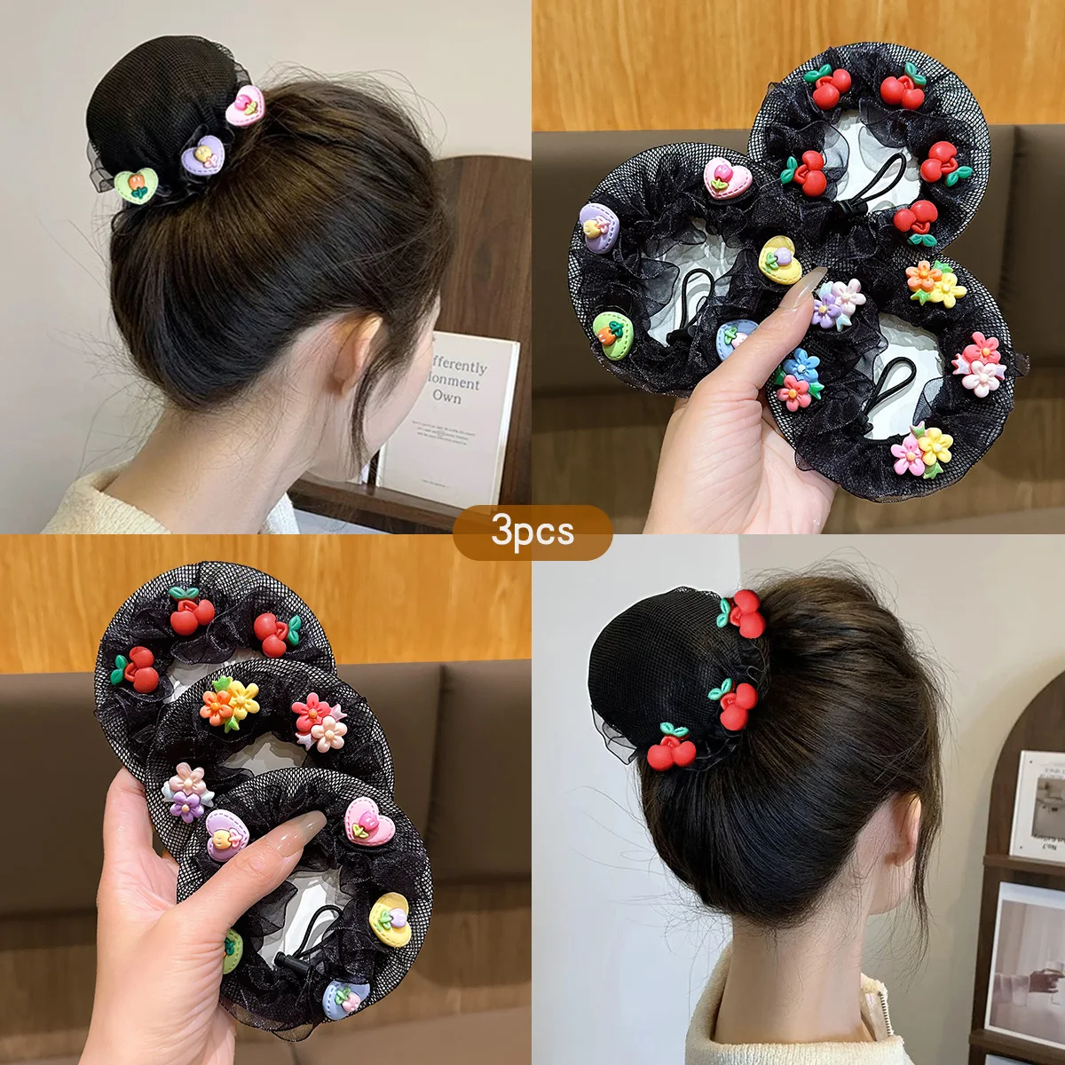 3 Dance Hairnets, Coils, Bags, Ballet Hair Styling Tools, Hair Accessories