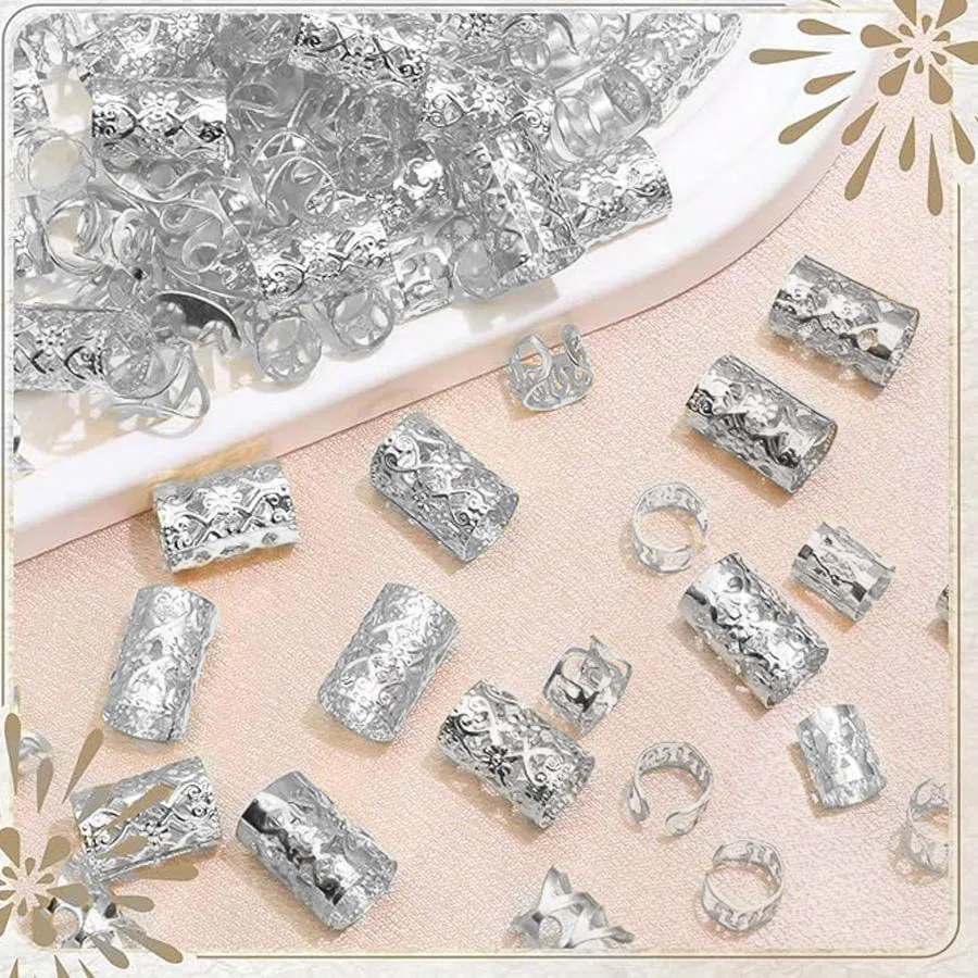 Bohemian Braid Beads Kit Stainless Steel Hair Rings Clips Curly Dreadlocks Jewelry Pendants Hair Decor for African Hair Styling