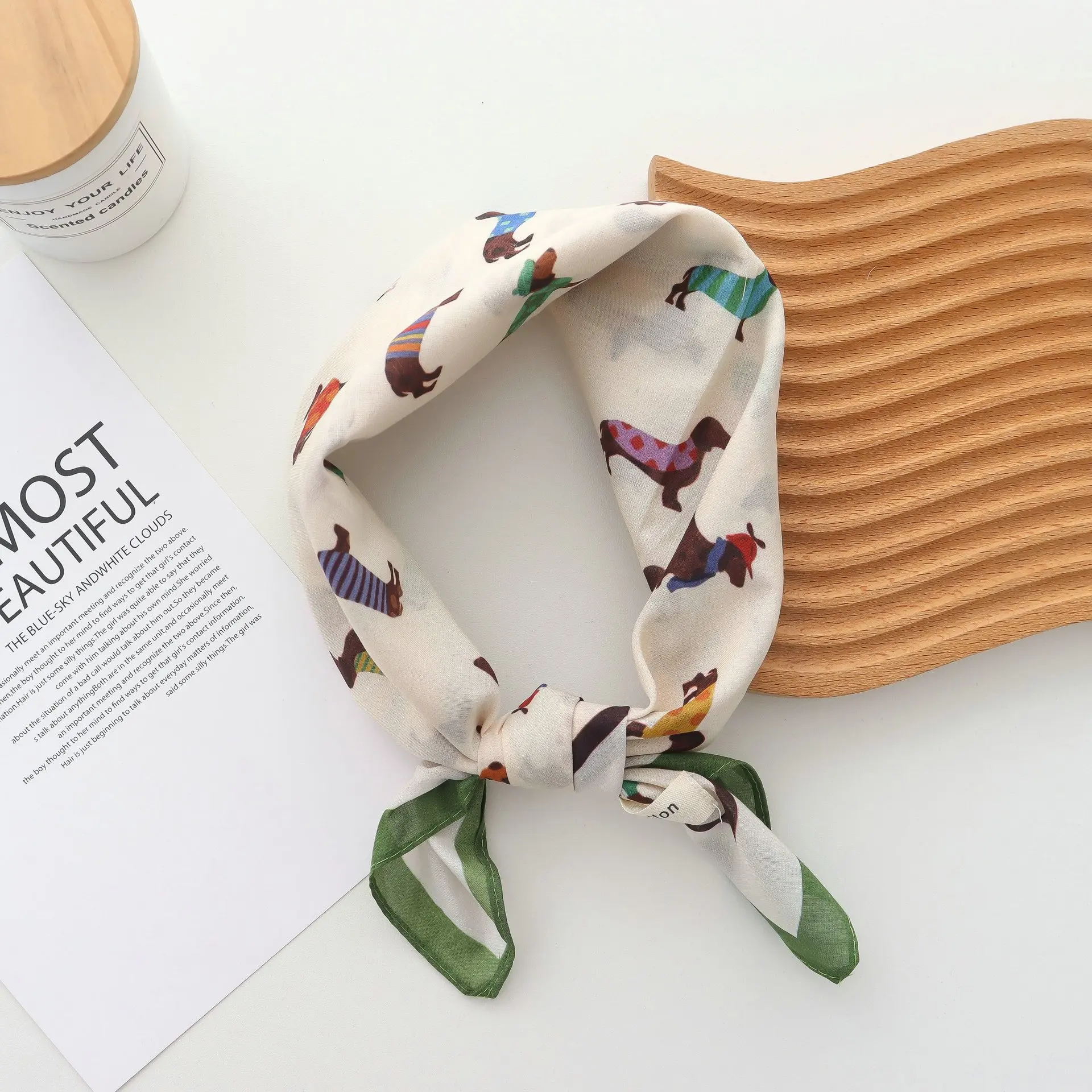 Pure Cotton Hand Towel Floral Bag Korean Style Retro 55CM Square Scarf Headscarf Women's Summer Good Match Scarf Outer Wear