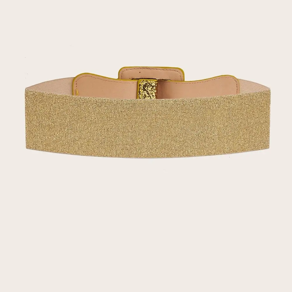 Fashion Wide Stretch Waistband with Square Buckle Casual Waist Belts Punk Style Waist Strap for Women