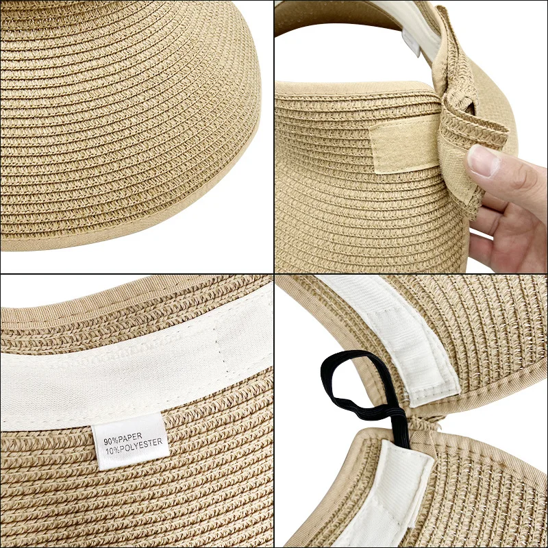 New Women Summer Visors Hat Foldable Sun Hat Wide Large Brim Beach Hats Straw Hat Chapeau Femme Beach UV Protection Cap