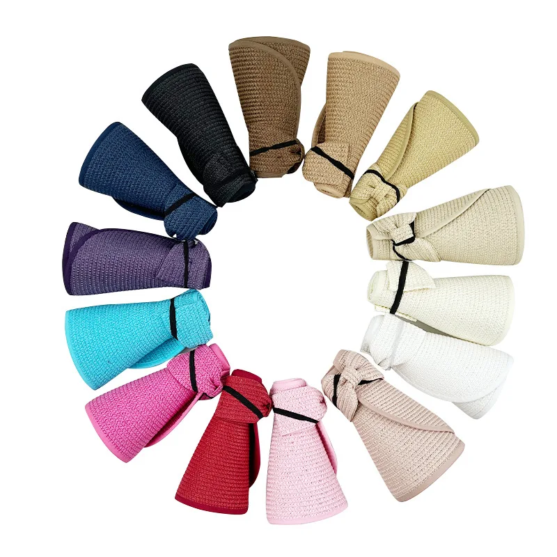 New Women Summer Visors Hat Foldable Sun Hat Wide Large Brim Beach Hats Straw Hat Chapeau Femme Beach UV Protection Cap