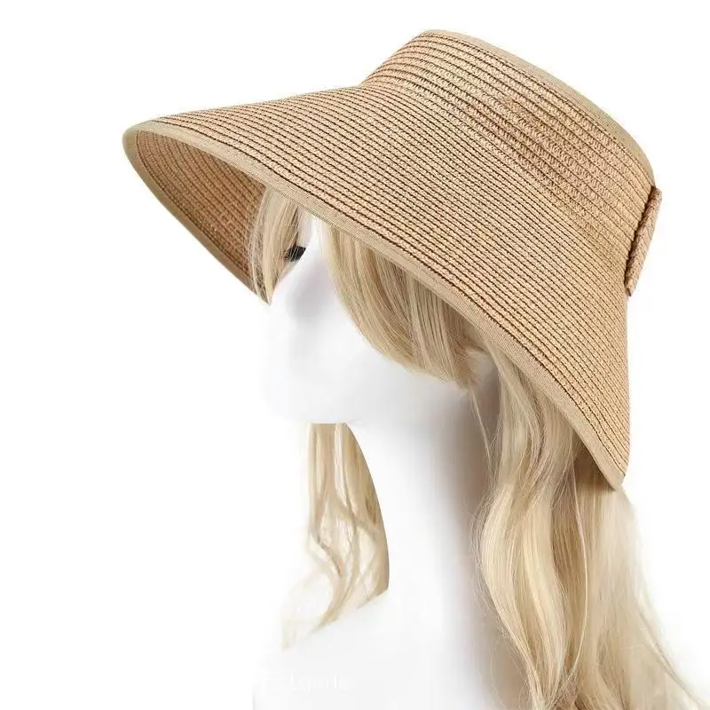 New Women Summer Visors Hat Foldable Sun Hat Wide Large Brim Beach Hats Straw Hat Chapeau Femme Beach UV Protection Cap