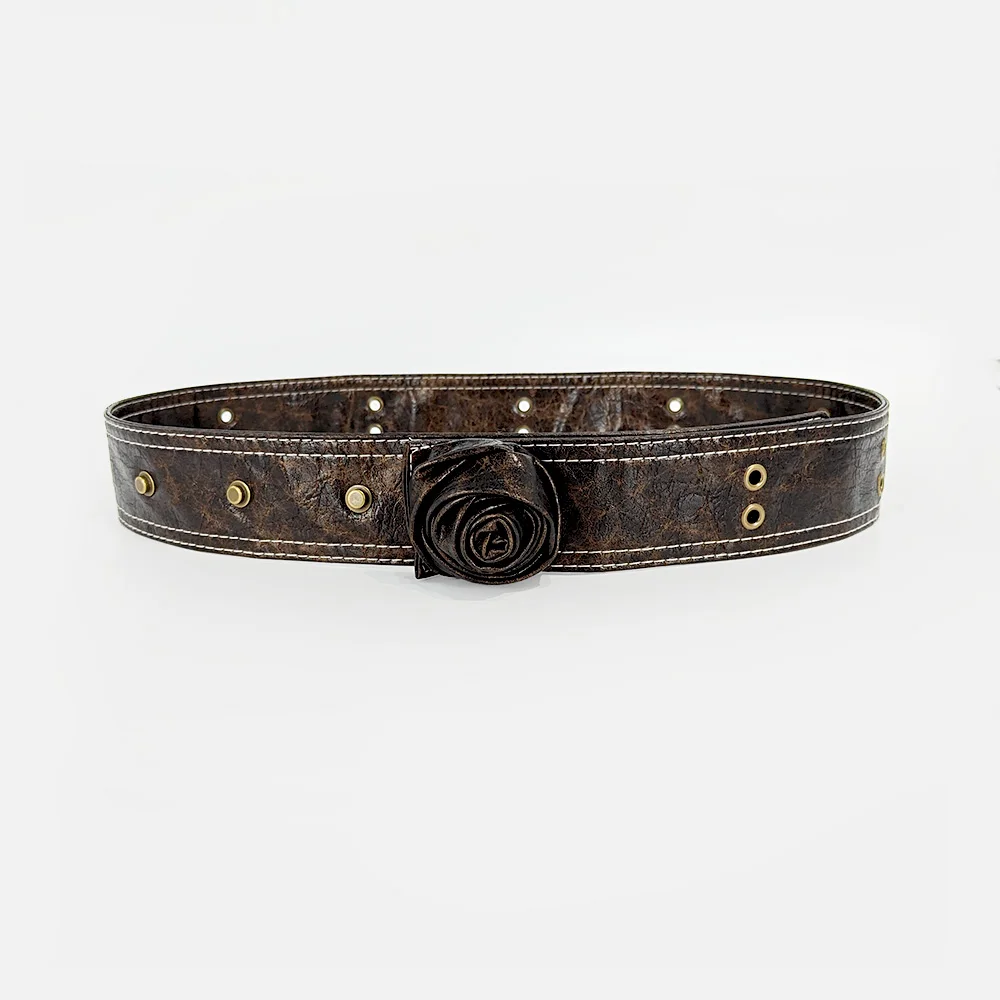 Designer Belts for Women High Quality Luxury Female Dress Flower Waistband Solf Leather Adjustable Girls Dresses Belt Rivet