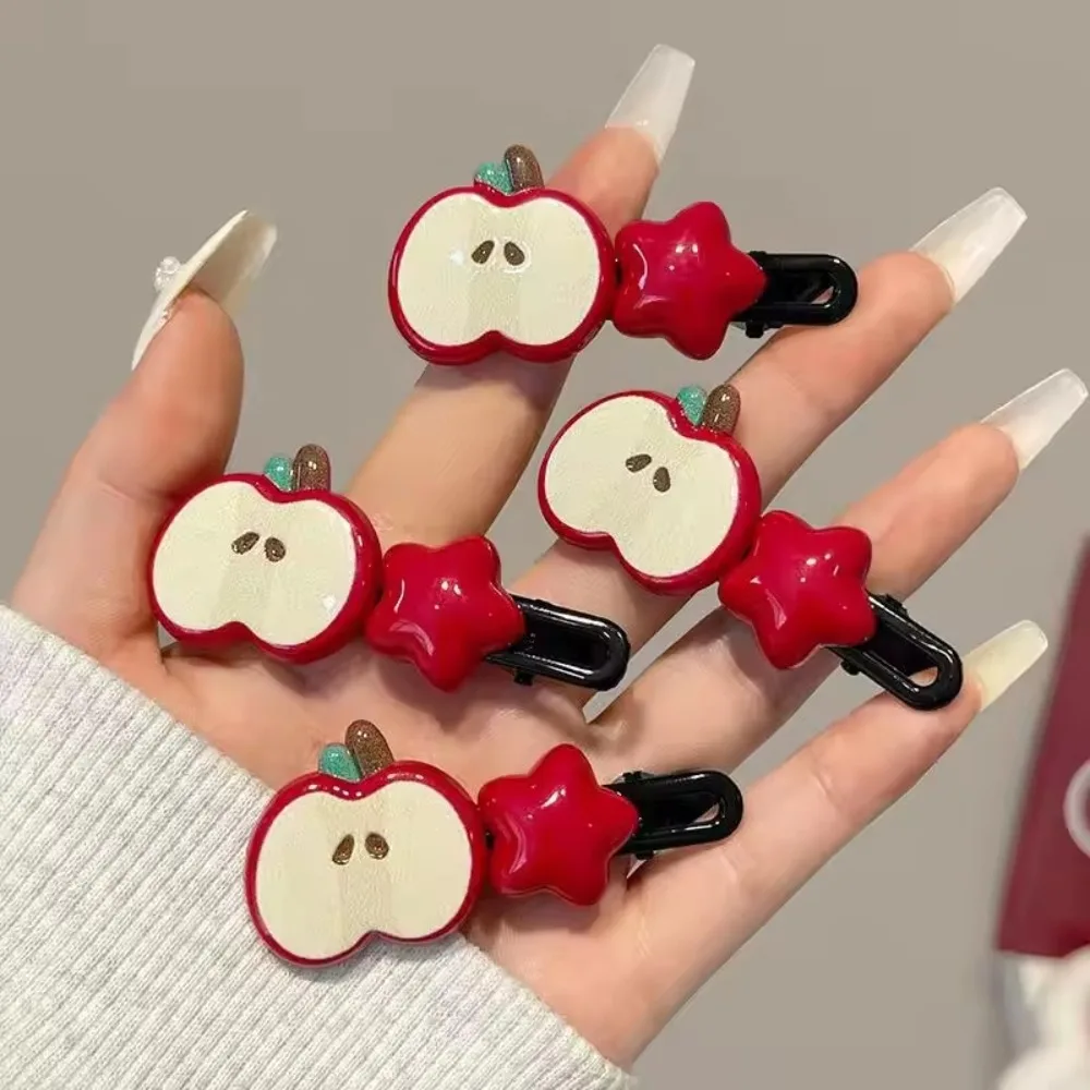 2Pcs Cute Fruits Hair Clip Star Duckbill Clip Sweet Girl Hair Pin Bangs Side Clip Woman Headwear Barrette Hair Accessories
