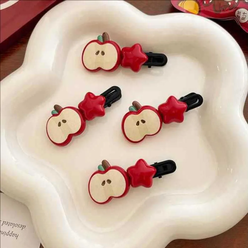 2Pcs Cute Fruits Hair Clip Star Duckbill Clip Sweet Girl Hair Pin Bangs Side Clip Woman Headwear Barrette Hair Accessories