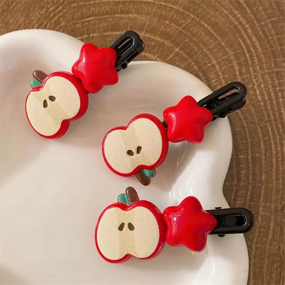 2Pcs Cute Fruits Hair Clip Star Duckbill Clip Sweet Girl Hair Pin Bangs Side Clip Woman Headwear Barrette Hair Accessories