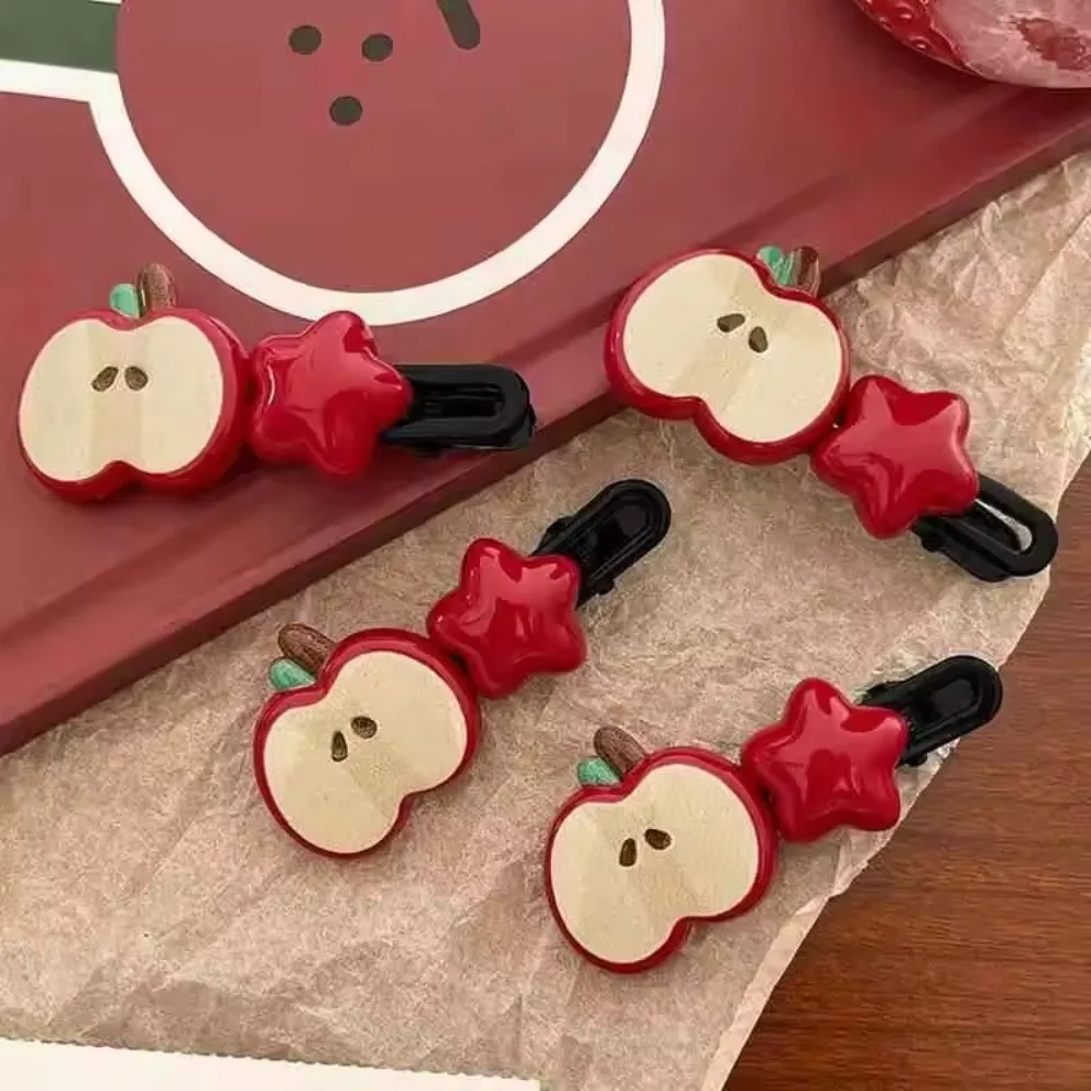 2Pcs Cute Fruits Hair Clip Star Duckbill Clip Sweet Girl Hair Pin Bangs Side Clip Woman Headwear Barrette Hair Accessories