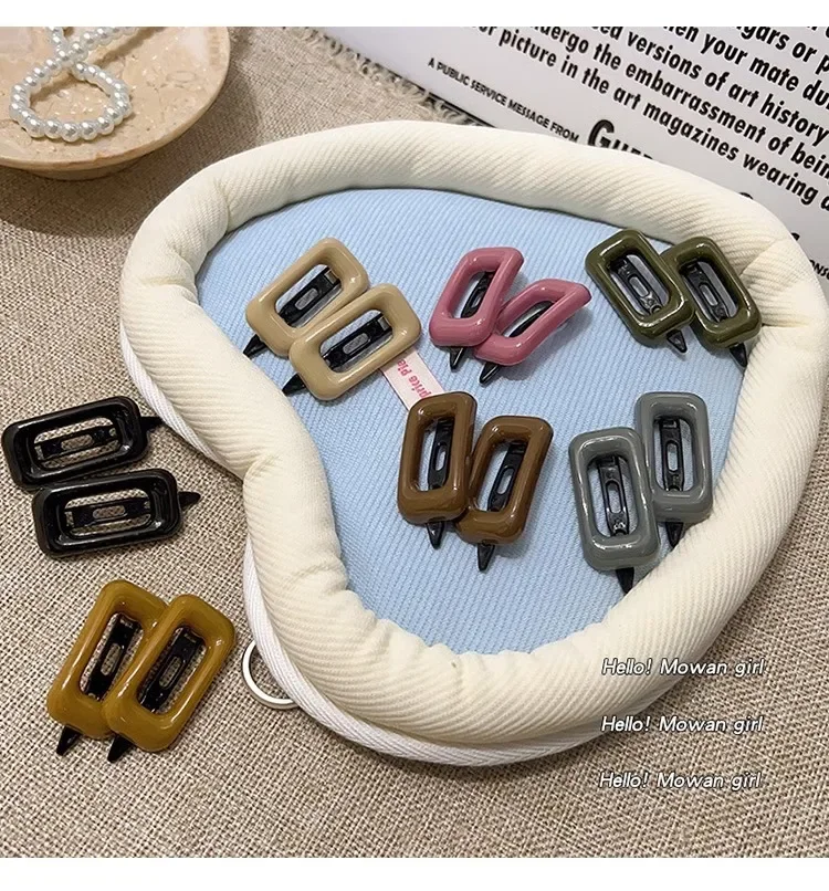 2pcs Girls Sweet Cute Hairpins Hair Clips Square Hair Side Bangs Clip Barrettes Makeup Tools Women Headwear Hair Accessories