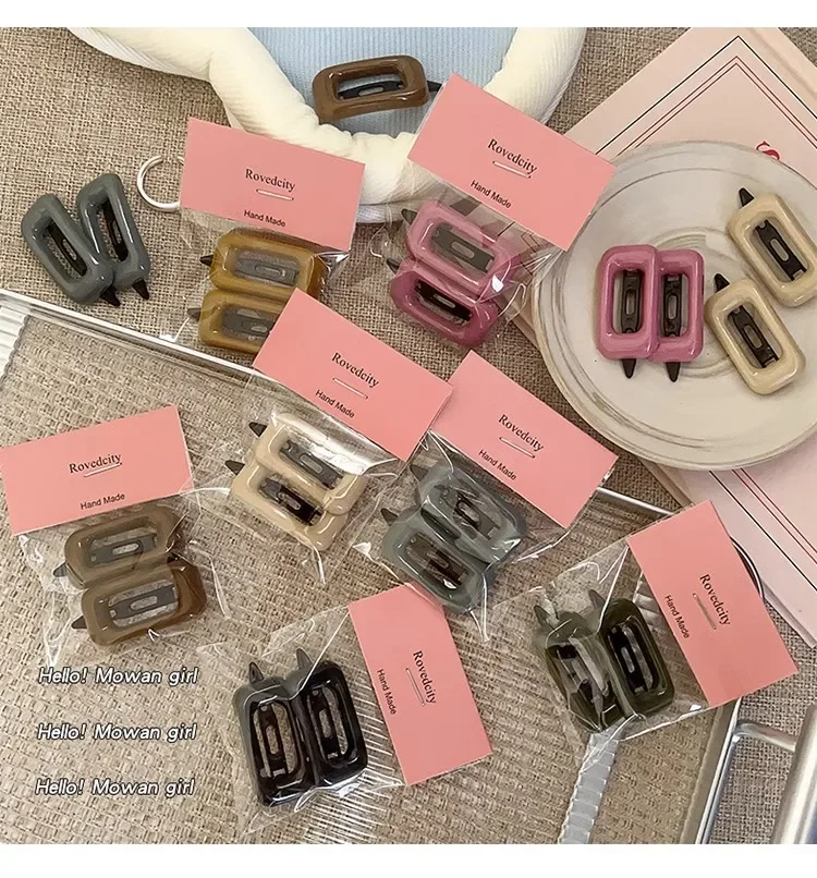 2pcs Girls Sweet Cute Hairpins Hair Clips Square Hair Side Bangs Clip Barrettes Makeup Tools Women Headwear Hair Accessories
