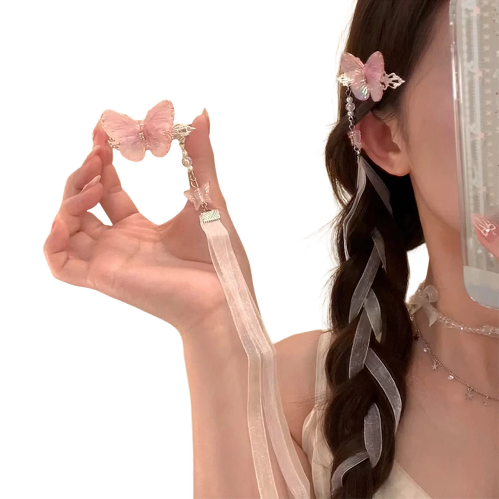 2pcs Neo Chinese Style Hair Clips Fairy Butterfly Ribbon Hairpin For Women Girls Elegant Exquisite Hanfu Hair Accessories