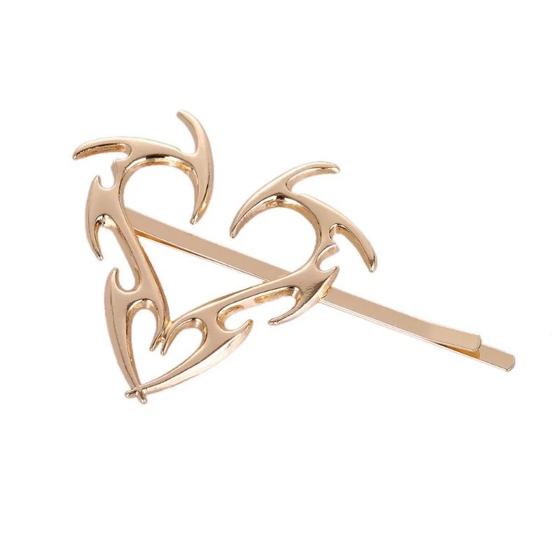 Hip Hop Metal Love Heart Hairpins Korean Trendy Cool Girls Side Clip Women Geometric Unique Design Silver Color Brarrettes