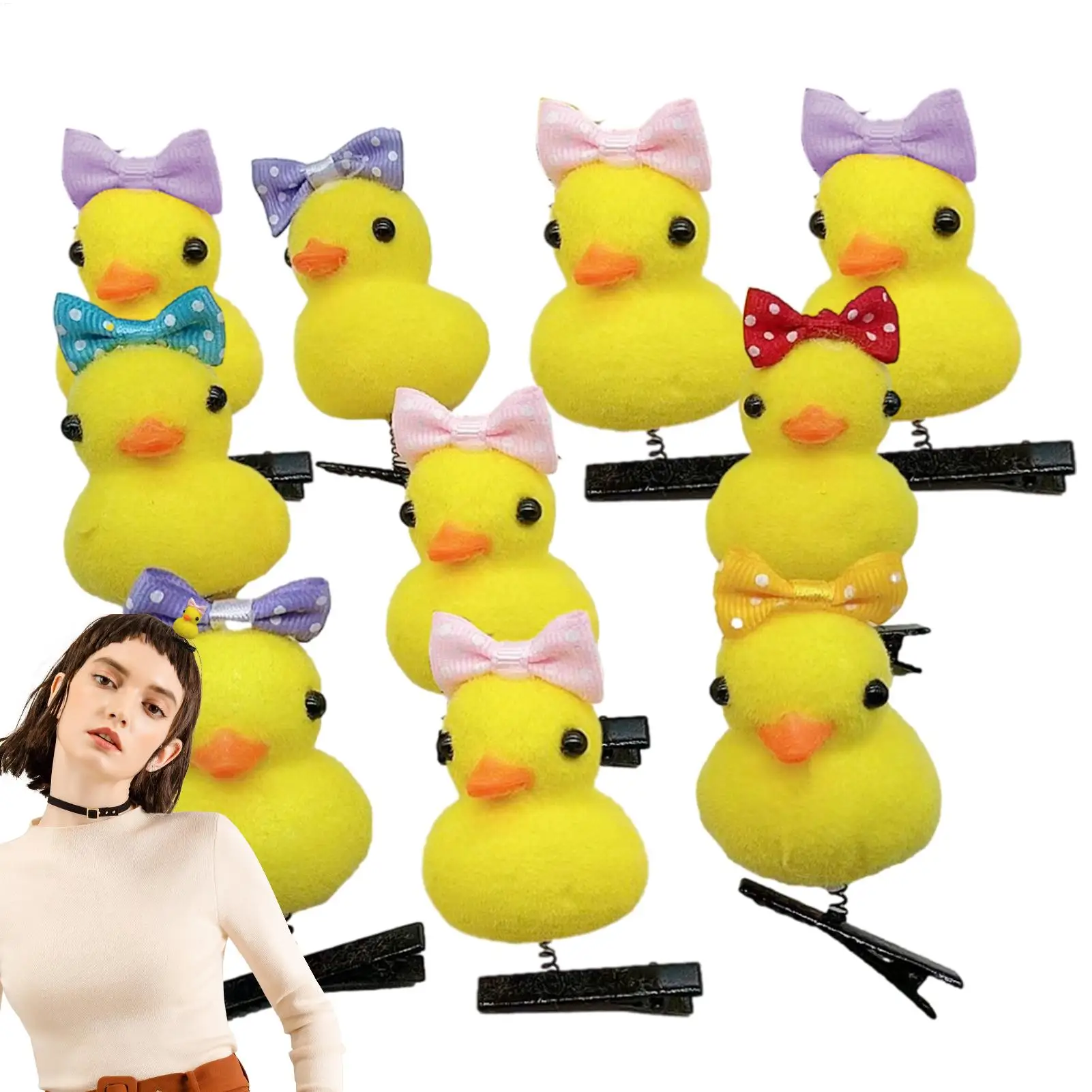 10Pcs/Lot Cartoon Funny And Cute Children 3D Little Yellow Duck Hairpin Fashion DIY Clip Accessories Party Gifts