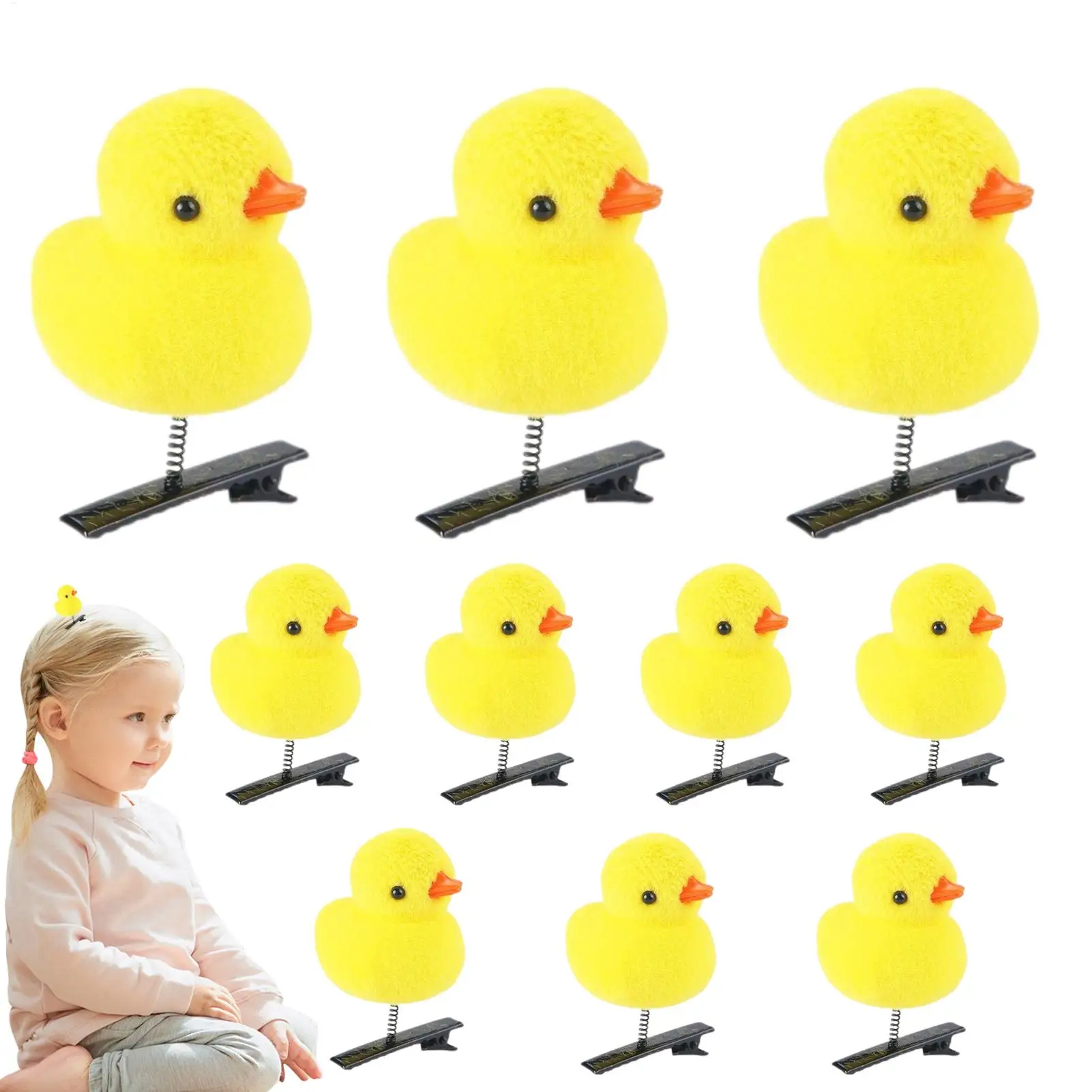 10Pcs/Lot Cartoon Funny And Cute Children 3D Little Yellow Duck Hairpin Fashion DIY Clip Accessories Party Gifts