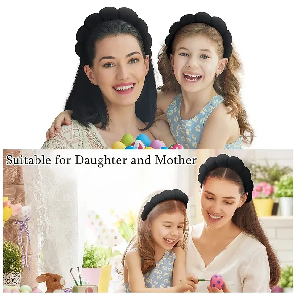 3Pcs Wash Face Headband for Women Sponge Headbands Wrist Strap Makeup Bubble Soft Hairband Girls Hair Accessories Headwear