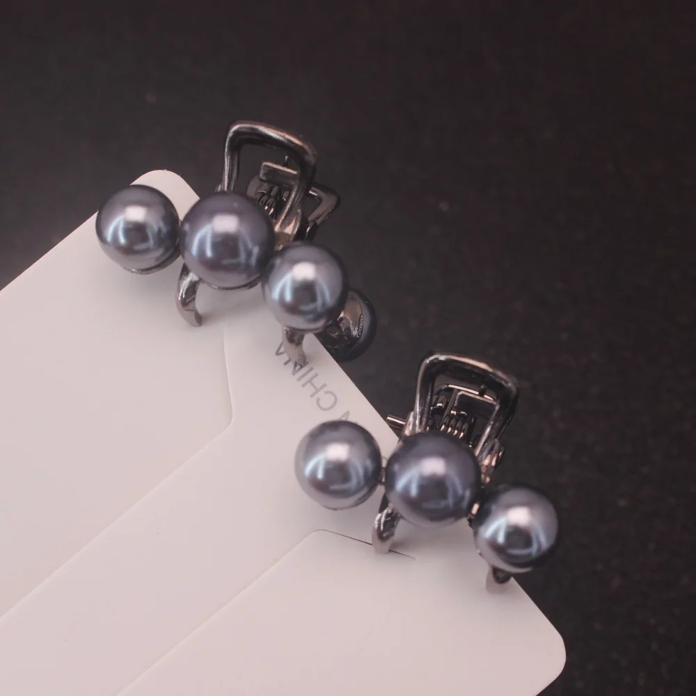 2pcs/set Mini Imitation Pearl Hair Claws For Women Girls Hair Clip Pins Fashionable Metal Grab Clips Gifts Hair Accessories
