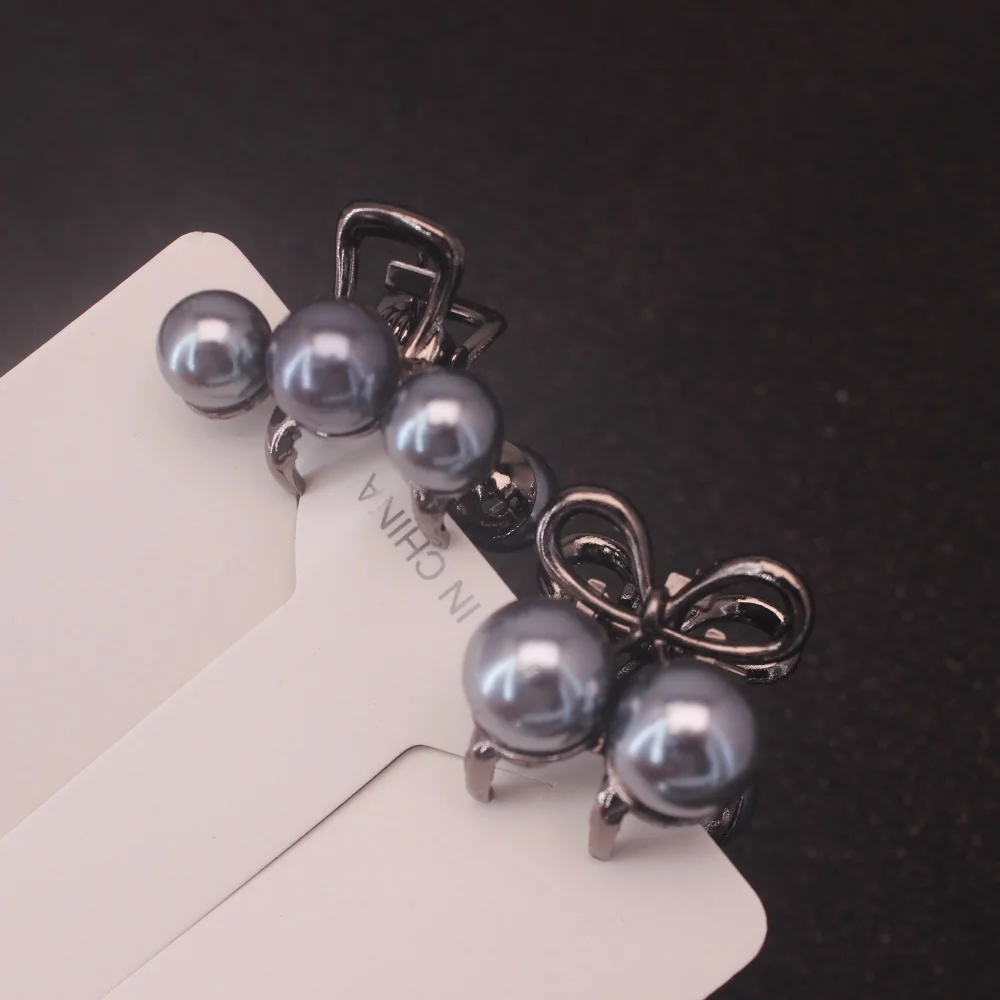 2pcs/set Mini Imitation Pearl Hair Claws For Women Girls Hair Clip Pins Fashionable Metal Grab Clips Gifts Hair Accessories