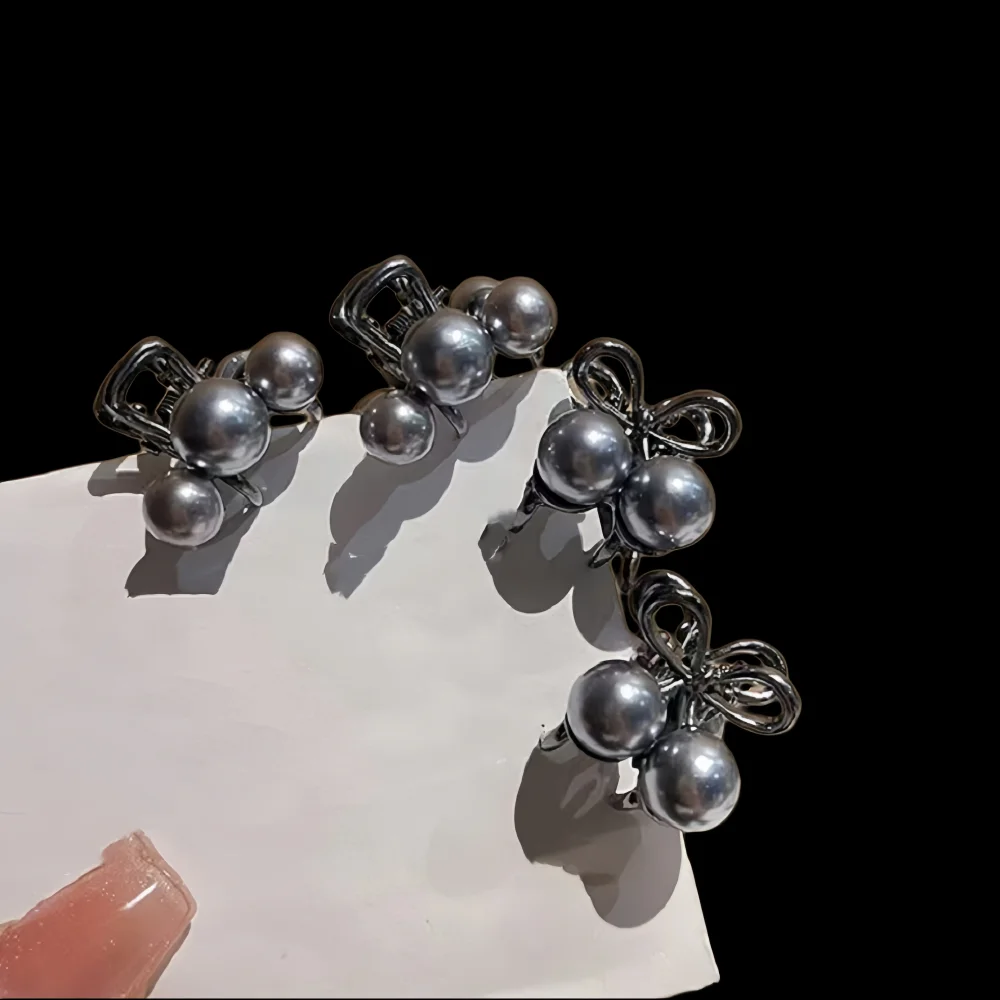 2pcs/set Mini Imitation Pearl Hair Claws For Women Girls Hair Clip Pins Fashionable Metal Grab Clips Gifts Hair Accessories