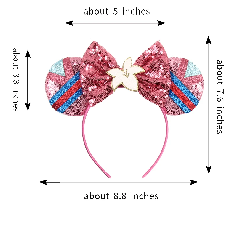 Cartoon Mulan Hairband Girl Cartoon Anime Sequin Ears Headband Kids Magnolia Flower Sequins Bow Hair Accessories Women Carnival