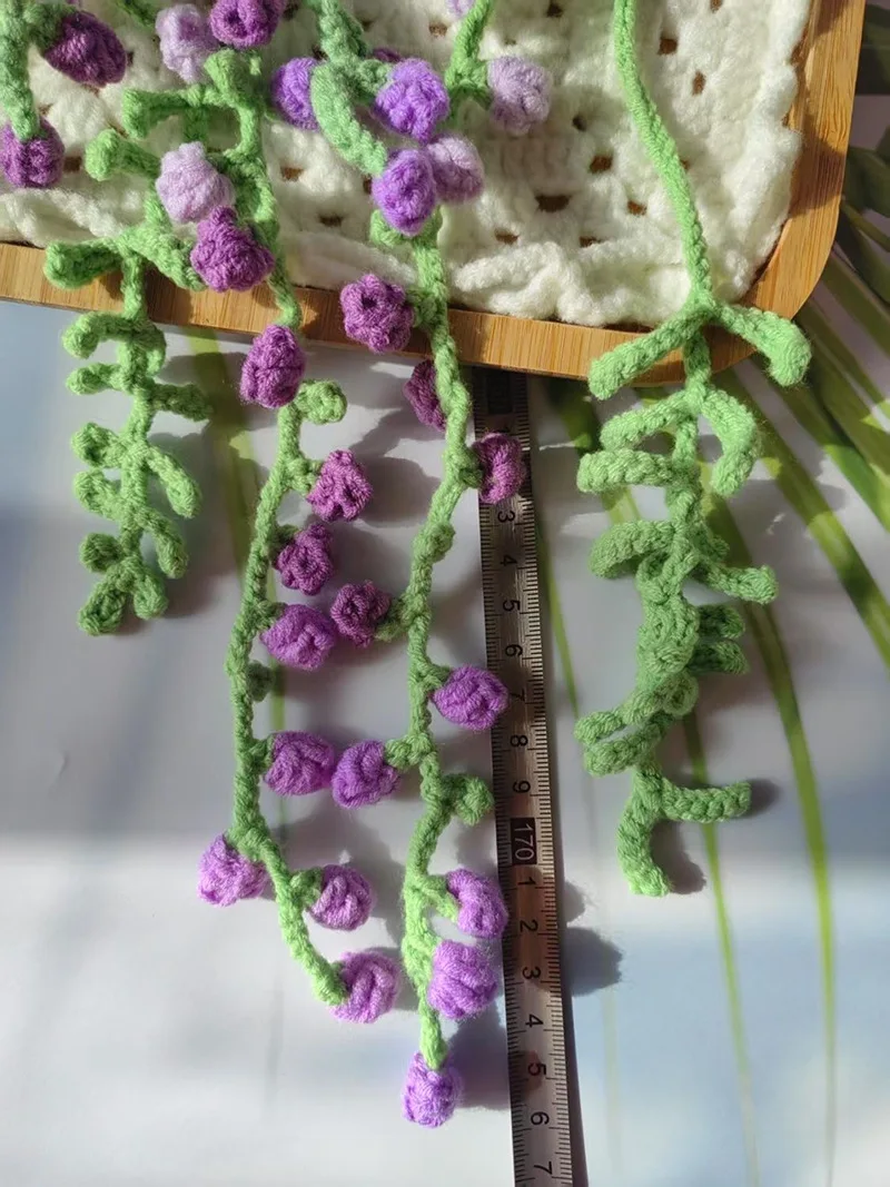 Handmade Original Design Ins Style with Fairy Skirt Mori Nymph Literary Hook Woven Wisteria Dream Romantic Belt Knitted Headband